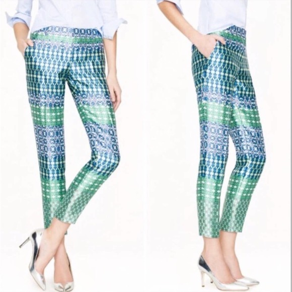 J. Crew Collection Cafe Capri Wool and Silk Blend Pant in Bazaar Print